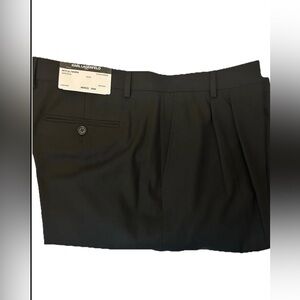 New Karl Lagerfeld Mens Wide Leg Pleated Tuxedo Suit‎ Pant Black Slacks Sz 39 W